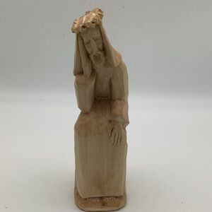 Handcrafted Pensive Jesus Wooden Sculpture